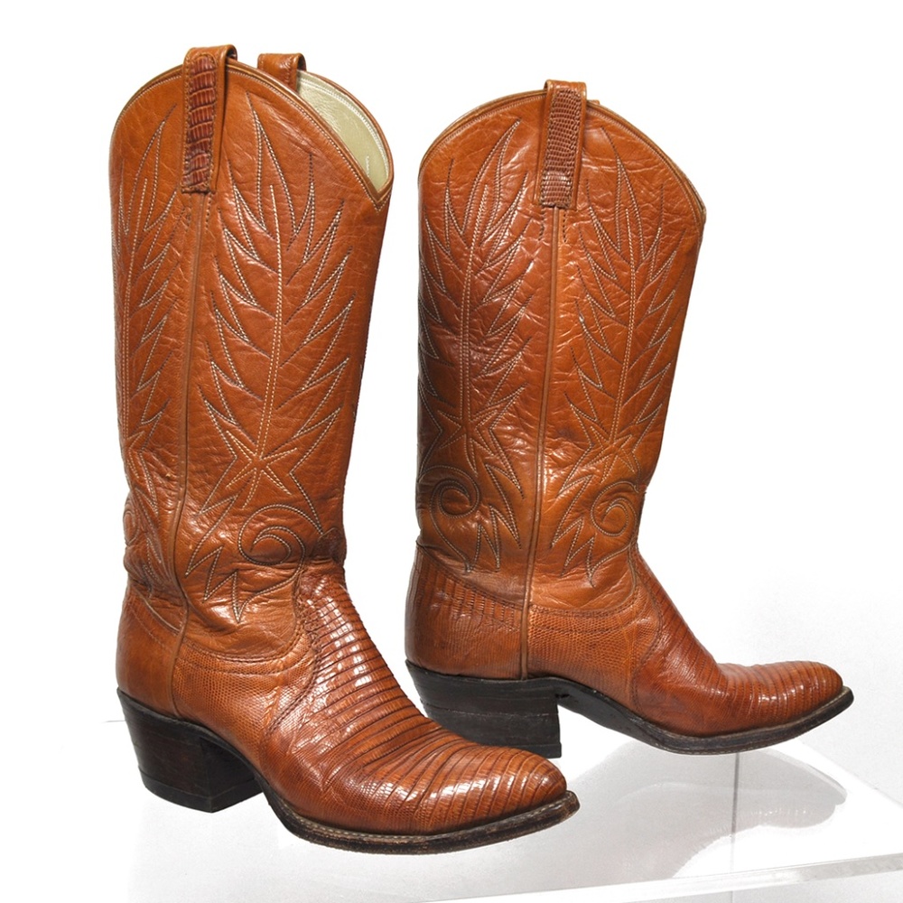 Vintage DAN POST Lizard Skin Leather Cowboy Boots